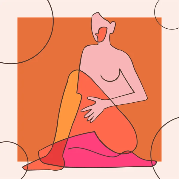 Illustration schématique du corps de la femme sur fond abstrait — Image vectorielle