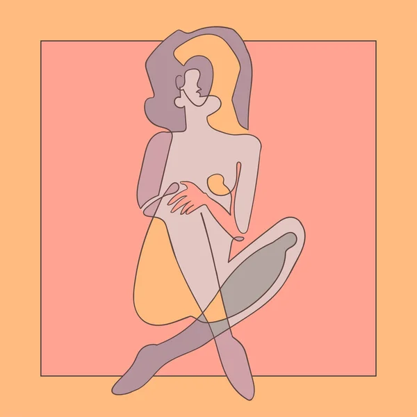 Illustration schématique du corps de la femme sur fond abstrait — Image vectorielle