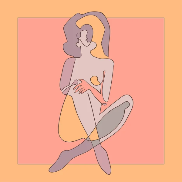 Desenho ilustração do corpo da mulher em fundo abstrato — Vetor de Stock