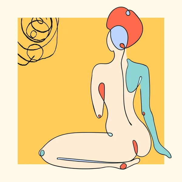 Desenho ilustração do corpo da mulher em fundo abstrato — Vetor de Stock