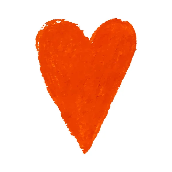 Ilustración de la forma del corazón dibujada con pasteles de tiza de color rojo — Vector de stock