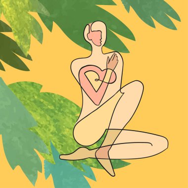 Çiçekli arka planda kadın vücudunun tasviri