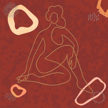 Outline illustration of woman body with blob shape clipart