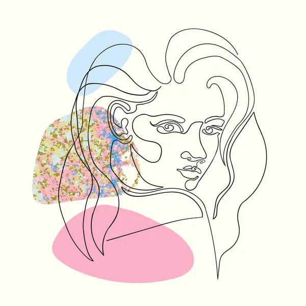 Outline illustration of woman on abstract background — Stock Vector