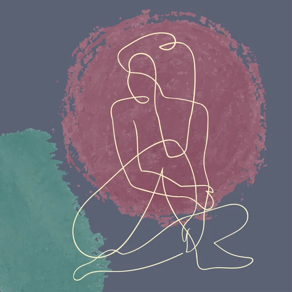 Illustration schématique du corps de la femme sur fond floral — Image vectorielle