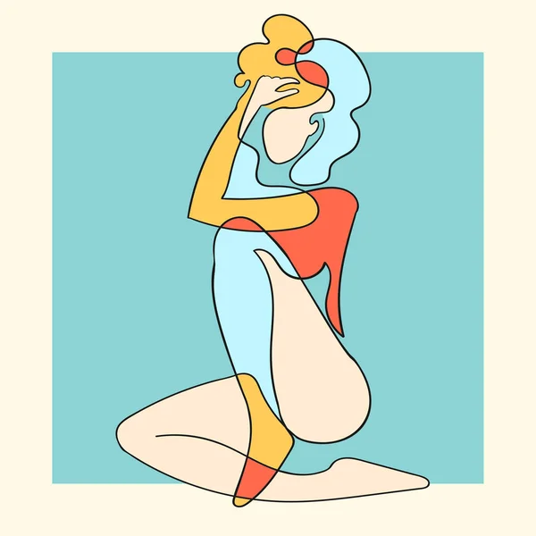 Desenho ilustração do corpo da mulher em fundo abstrato — Vetor de Stock