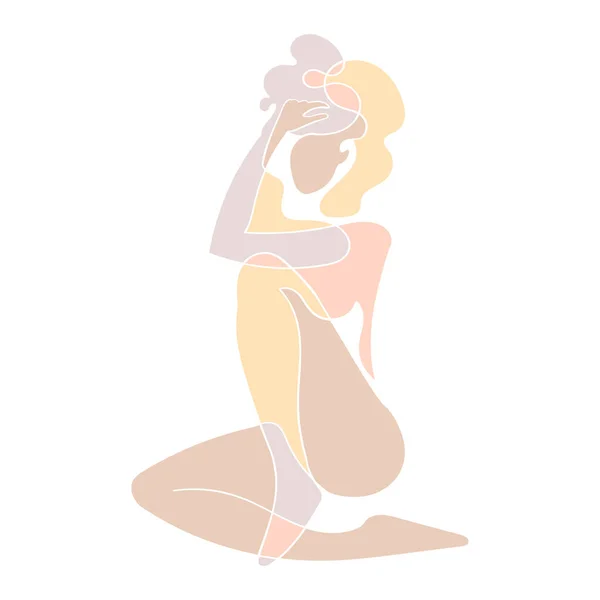 Illustration colorée de silhouette nue de corps de femme — Image vectorielle