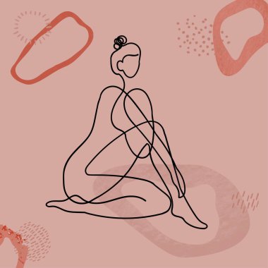 Outline illustration of woman body with blob shape clipart
