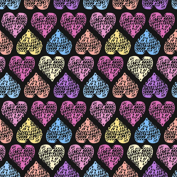 Fondo abstracto sin costuras con forma de corazón colorido — Vector de stock