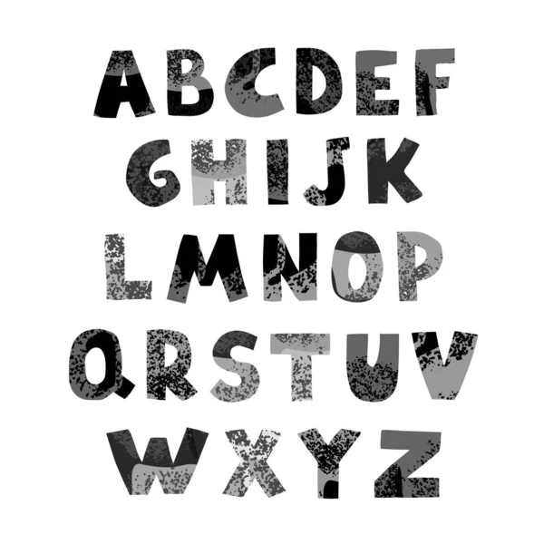Alphabet gris positif pour les enfants isolés sur blanc — Image vectorielle