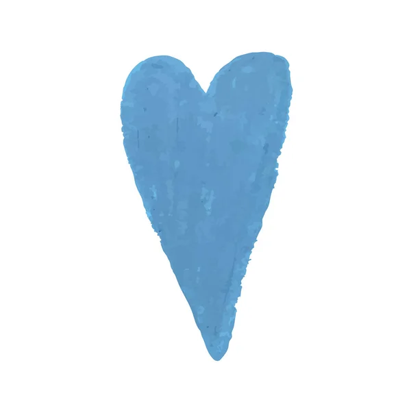 Ilustração da forma do coração desenhado com pastéis de giz de cor azul — Vetor de Stock