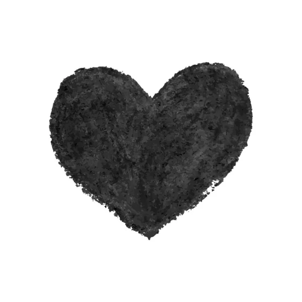 Ilustração da forma do coração desenhado com pastéis de giz de cor preta —  Vetores de Stock