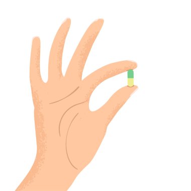 Genç, tatlı bir kadın beyaz arka planda izole edilmiş bir hap içiyor.