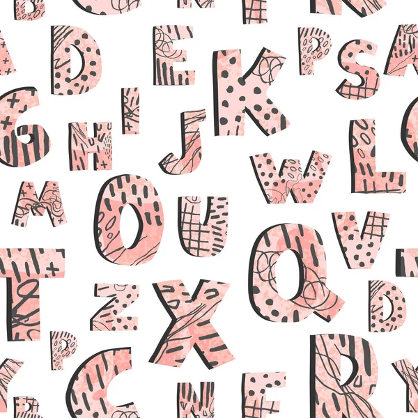 Nahtloser Hintergrund mit bunten Buchstaben auf weißem Hintergrund — Stockvektor