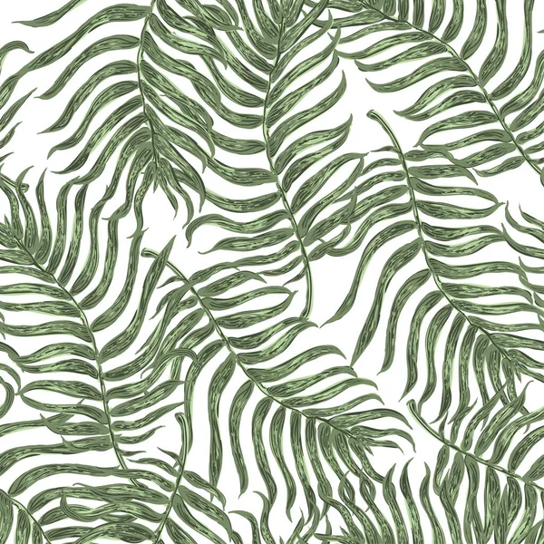 Bezešvé pozadí s barevnou ilustrací tropických palmových listů — Stockový vektor