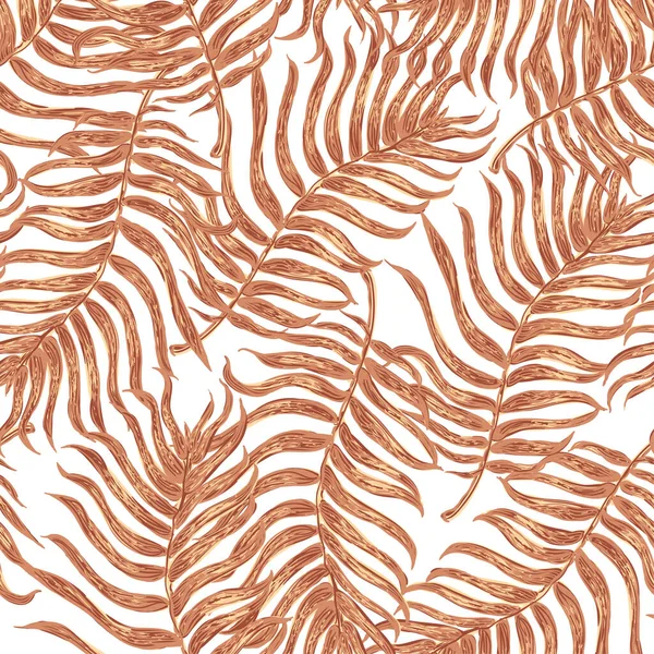 Бесшовный фон с красочной иллюстрацией тропических пальмовых листьев — стоковый вектор