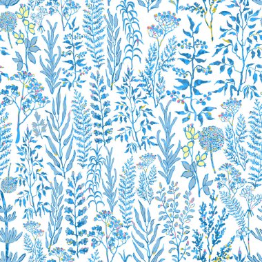 Bitkiler, bitkiler ve çiçeklerle kusursuz desen