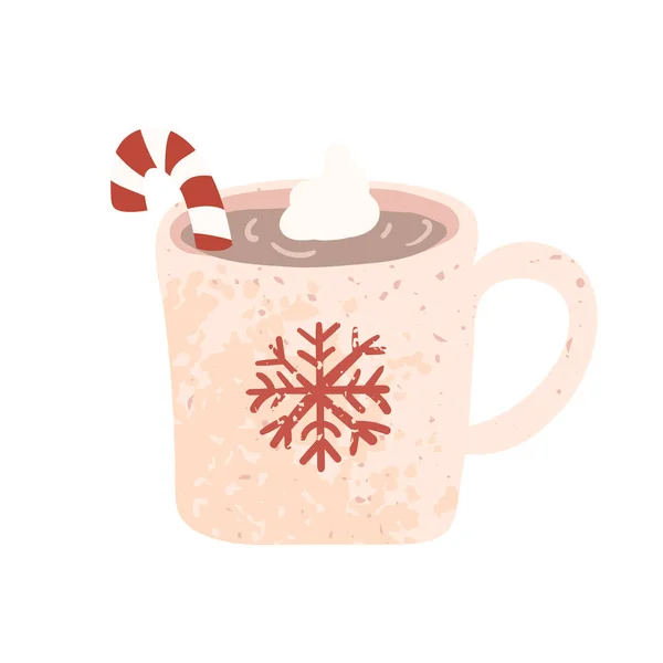 ココアとクリスマスマグカップのカラフルなイラスト — ストックベクタ