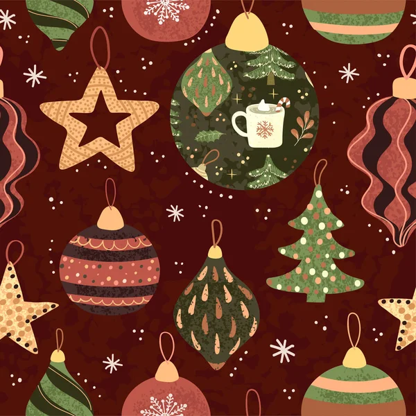 カラフルなイラストでカラフルなシームレスな背景クリスマスアイテム — ストックベクタ