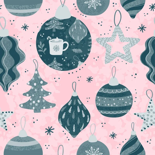 Fondo inconsútil colorido con ilustraciones coloridas de artículos de Navidad — Vector de stock