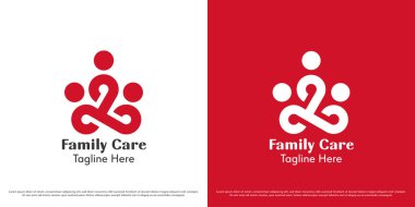 Logo tasarımı çizim vektörü. Baba, anne, çocuk, mutlu ebeveyn silueti. Sembol simgesi insanları basit asgari soyut.