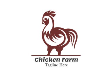 Tavuk çiftliği logosu tasarım illüstrasyon vektörü. Hayvan silueti. Köy çiftlik simgesi.