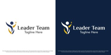 Lider takım iş logosu tasarım illüstrasyon vektörü. Kariyer başarısı silueti. Basit soyut vektör simgesi.