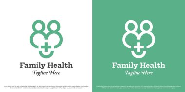 Aile sağlığı logosu çizim vektörü. Aile bakımı kliniği silueti. Hastane modern soyut vektör simgesi vektörü.