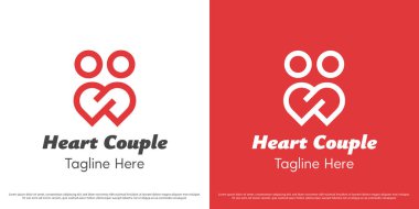 Çift logo tasarımı vektör çizimi. Aşık insanların silueti gibi. Birliktelik bağının basit simgesi..