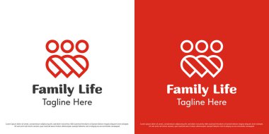 Aile logosu tasarımı vektör çizimi. İnsanların silueti toplandı. Bağlanmanın basit asgari simgesi.
