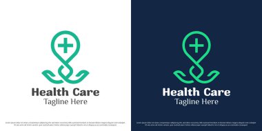 Modern sağlık logosu çizim vektörü. Sağlık silueti ve iğne. Basit minimalist sağlık hizmetleri soyut simgesi.