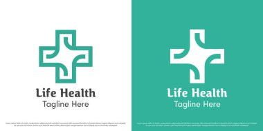 Artı sağlık logosu tasarımı illüstrasyon vektör simgesi. Sağlık hizmetlerinin yeşil silueti. Basit minimalist simge simgesi.