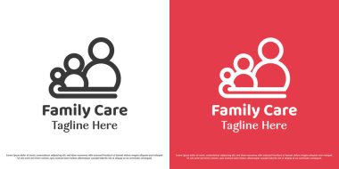 Aile destek logosu tasarımı vektör çizimi. Mutlu bir ailenin silueti. Basit asgari feminen soyut simge simgesi.