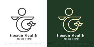 İnsanlar sağlık logosu tasarım illüstrasyon vektör simgesi. Doğuştan sağlıklı bir insanın silueti. Taze sağlık simgesi.