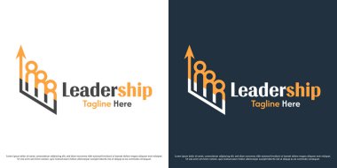 Liderlik şirketi logosu tasarım çizim vektörü. Liderlik yöneticisi silueti büyüyor. Çalışmanın yaratıcı geometrik simgesi.