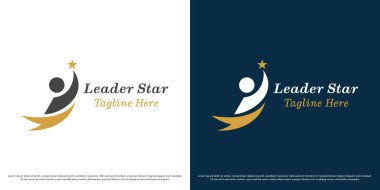 Liderlik yıldızı logo tasarımı illüstrasyon vektör simgesi. Lider büyümesi yukarı sembol simgesi.