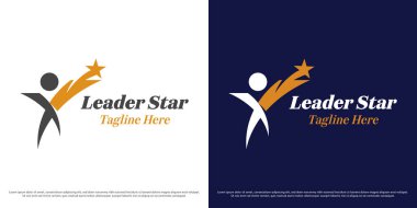 Lider yıldız logo tasarım illüstrasyon vektörü. Liderlik yıldız simgesine ulaştı