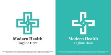 Modern Sağlık Logosu Tasarım Çizim Vektörü. En düşük çapraz sağlık şekli simgesi simgesi.