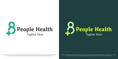 Sağlık görevlileri logo tasarım illüstrasyon vektörü. Sağlık hastanesi kliniği simgesi