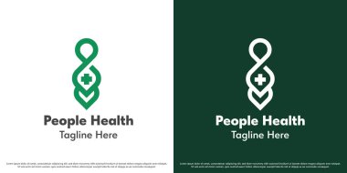 İnsanlar sağlık logosu tasarım çizim vektörü. Sağlıklı insanlar klinik silueti. Sağlık hizmetleri ikonu sembolü.