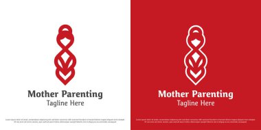 Ana ebeveynlik logosu tasarım çizim vektörü. Uyumlu anne silueti. Asgari anne simgesi simgesi.