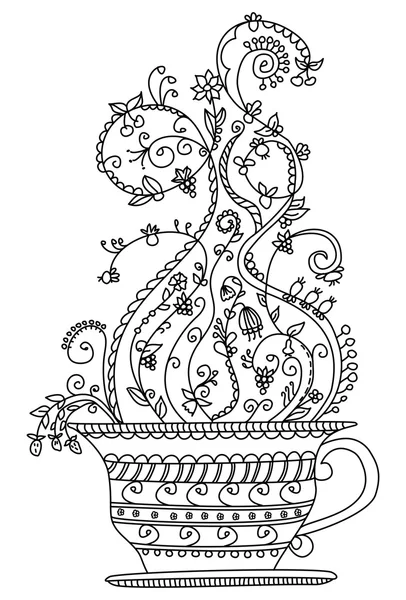 Vetor caprichoso xícara de chá de frutas — Vetor de Stock