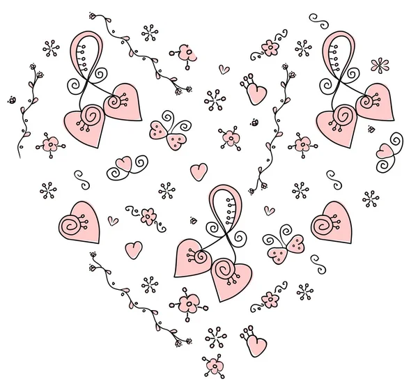 Doodle çizilmiş kalp