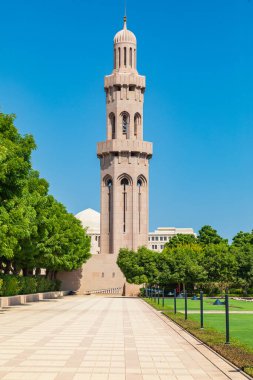 Orta Doğu, Arap Yarımadası, Umman, Muscat. Muscat 'taki Büyük Cami Sultanının Bahçesi.