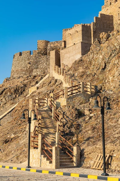 Middle East, Arabian Peninsula, Oman, Muscat, Muttrah. Stairs leading up to Muttrah Fort.