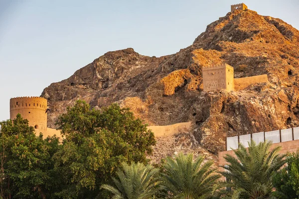 Middle East, Arabian Peninsula, Oman, Muscat. Ancient fort on a mountain above Muscat.