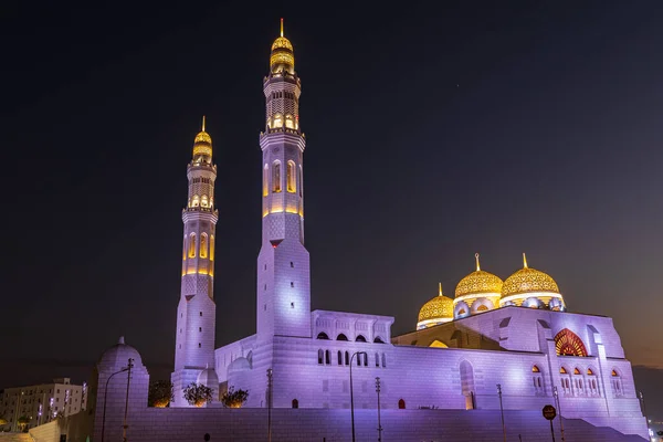 Middle East, Arabian Peninsula, Oman, Muscat, Bawshar. Evening view of the Muhammad Al Ameen Mosque in Bawshar, Muscat.