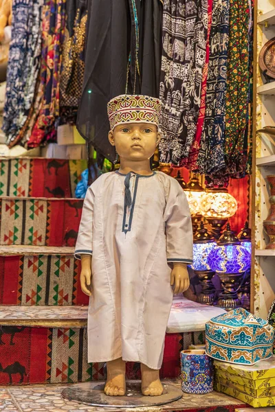 Middle East, Arabian Peninsula, Oman, Muscat, Muttrah. Oct. 21, 2019. Child mannequin at the souk in Muttrah.