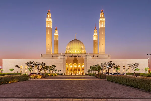 Middle East, Arabian Peninsula, Oman, Ad Dakhiliyah, Nizwa. Sunset at the Sultan Qaboos Grand Mosque.