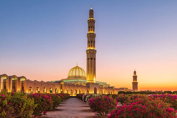 Mellanöstern Arabiska Halvön Oman Muscat Solnedgång Syn Sultanen Qaboos Stora — Stockfoto